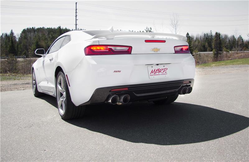 MBRP 2016-2024 Chevy Camaro 6.2L w/ NPP 3in Alum Race Dual Axle Back w/ 4in Quad Polished Tips