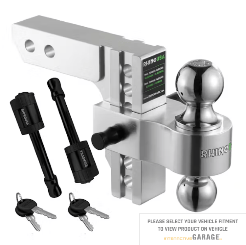 Rhino USA 8In Heavy Duty Drop Hitch - 2.5In (Silver)